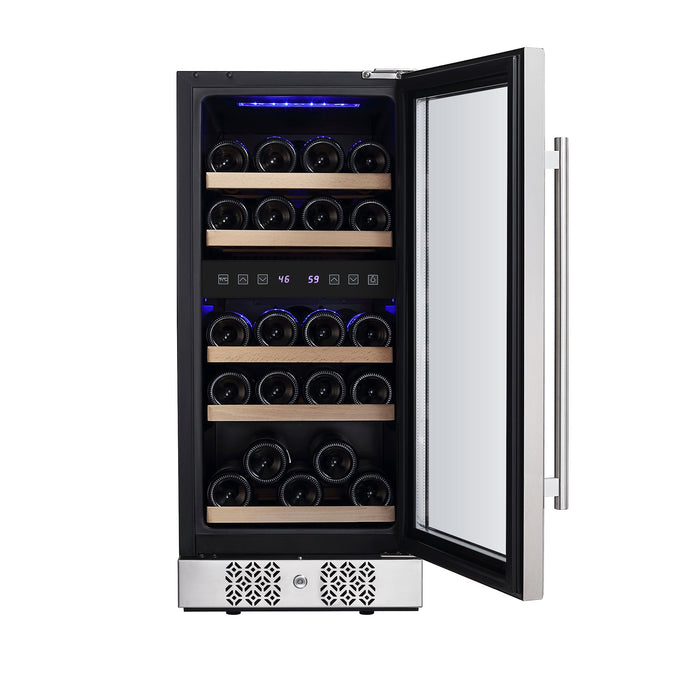 Empava 15-Inch Dual Zone Compact Wine Cooler in Stainless Steel