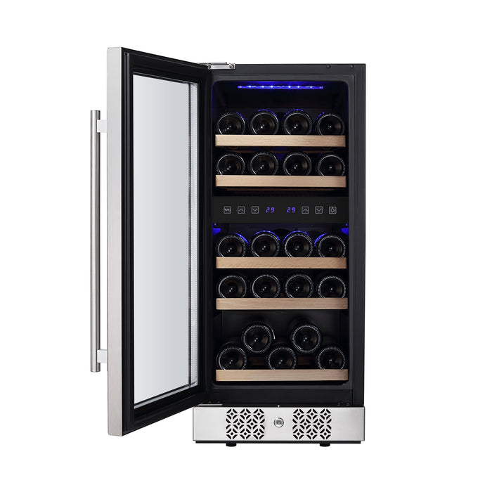 Empava 15-Inch Dual Zone Compact Wine Cooler in Stainless Steel