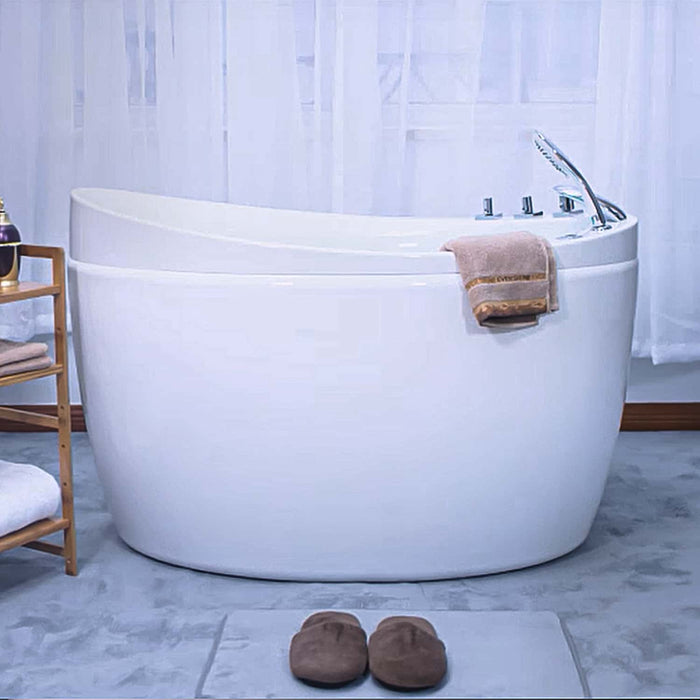 48" Freestanding Japanese-Style Air Massage Tub with Reversible Drain