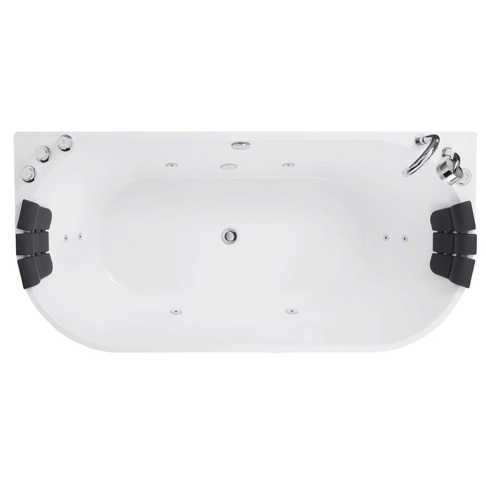 Empava 59" Freestanding Hydro Massage Whirlpool Tub with Central Drain in White