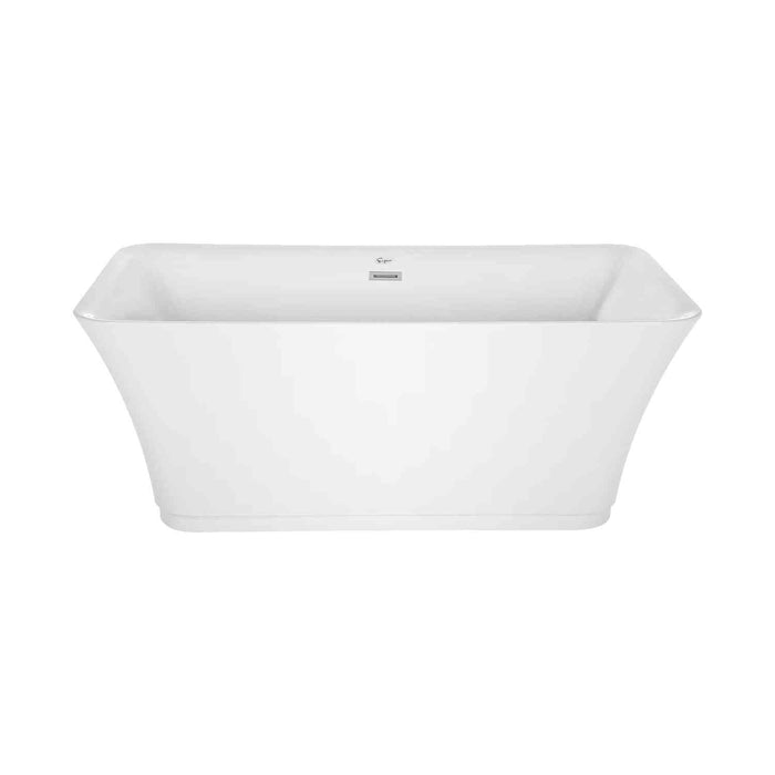 Empava 59" Freestanding Soaking Tub with Central Drain in White