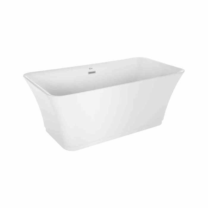 Empava 59" Freestanding Soaking Tub with Central Drain in White