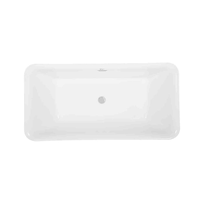 Empava 59" Freestanding Soaking Tub with Central Drain in White