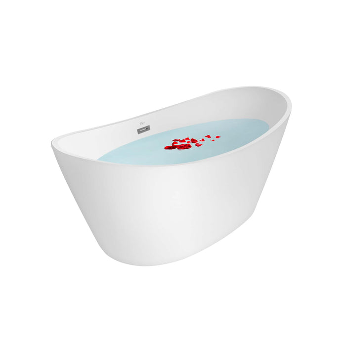 59" Freestanding Soaking Tub with LED Lighting and Central Drain