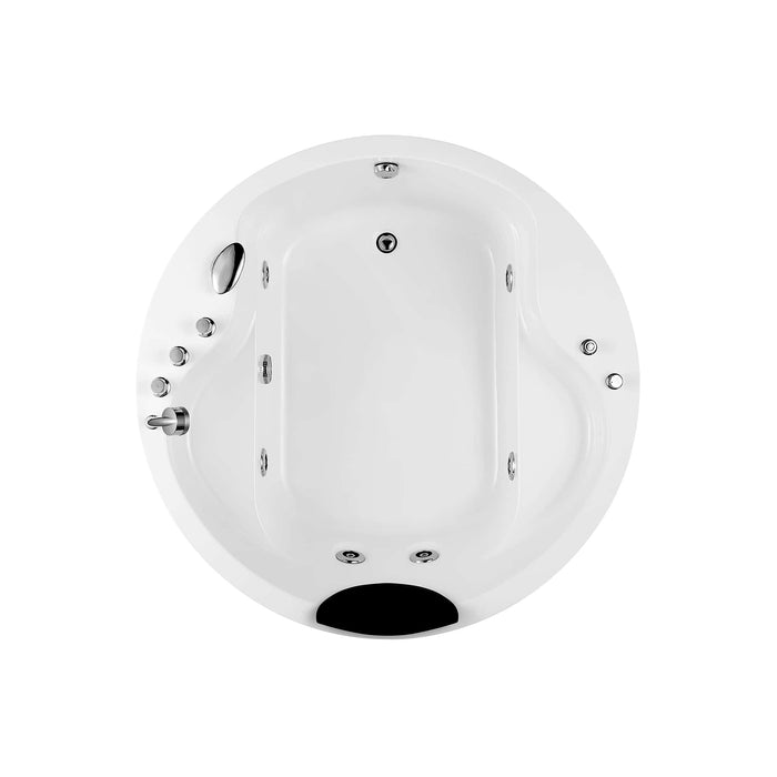 Empava 59" Freestanding Round Whirlpool Tub with Right-Side Drain in White