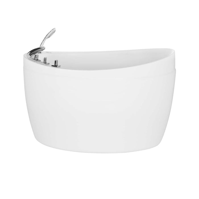 59" Freestanding Japanese-Style Air Massage Tub with Reversible Drain