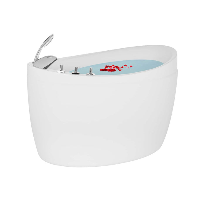 59" Freestanding Japanese-Style Air Massage Tub with Reversible Drain