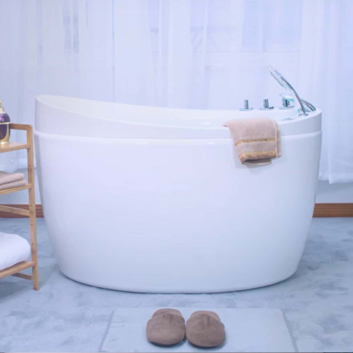 59" Freestanding Japanese-Style Air Massage Tub with Reversible Drain