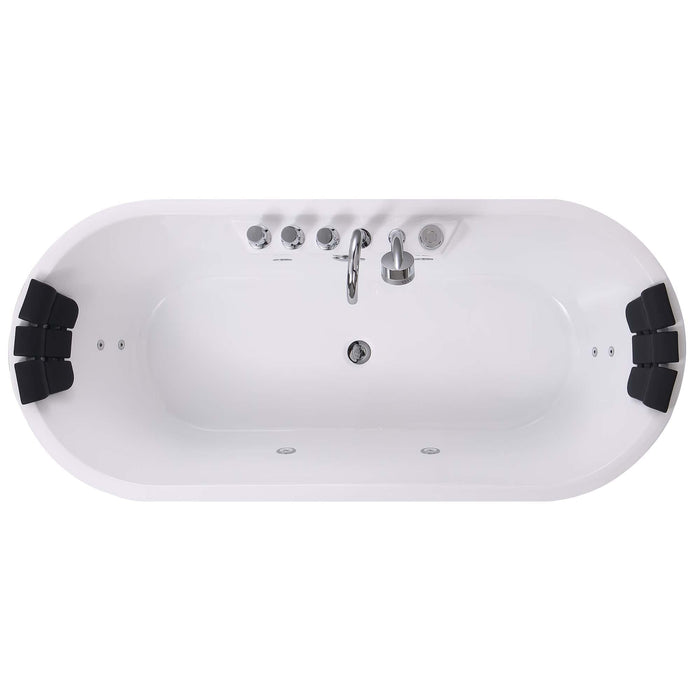 Empava 67" Freestanding Oval Whirlpool Tub with Central Drain in White