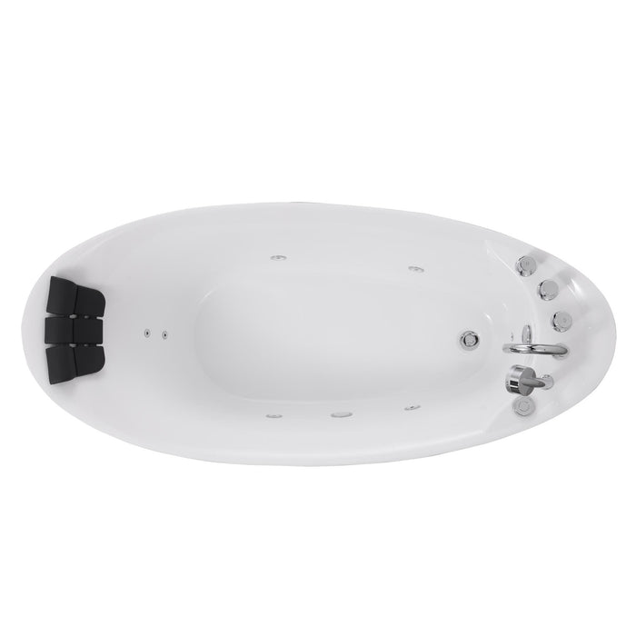 Empava 67" Freestanding Hydro Massage Reversible Drain Whirlpool Tub in White