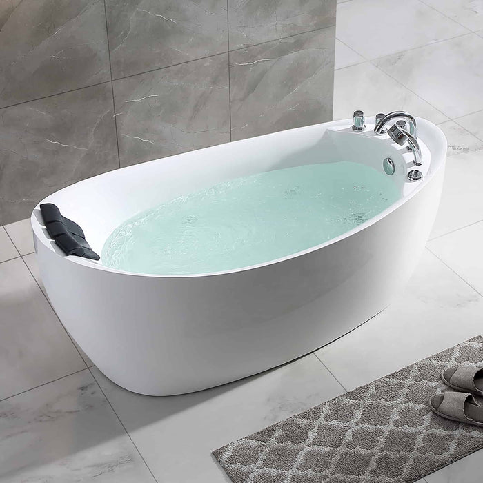 Empava 67" Freestanding Hydro Massage Reversible Drain Whirlpool Tub in White