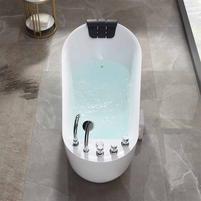 Empava 67" Acrylic Freestanding Reversible Drain Whirlpool Tub in White