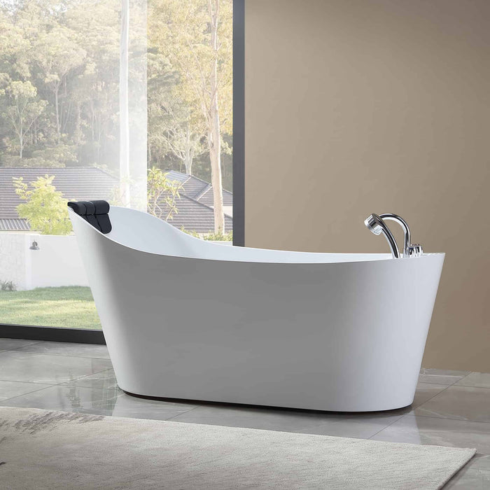 Empava 67" Freestanding Reversible Drain Whirlpool Tub with Faucet in White