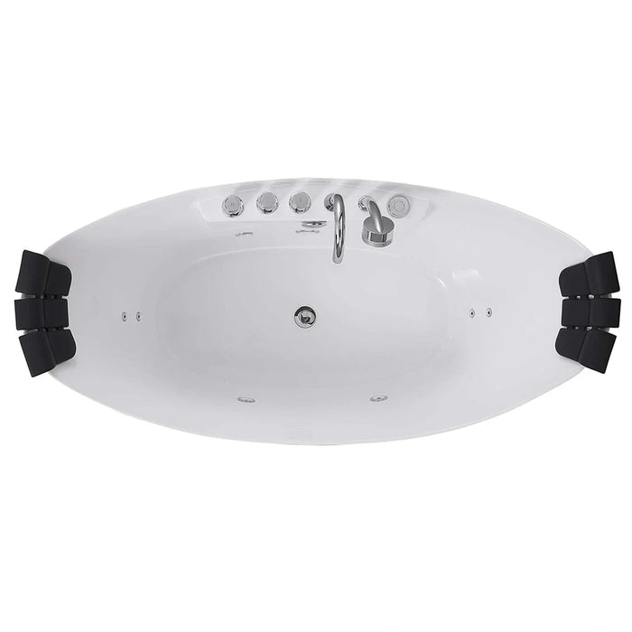 Empava 67" Freestanding Boat-Shape Whirlpool Bathtub with Central Drain in White