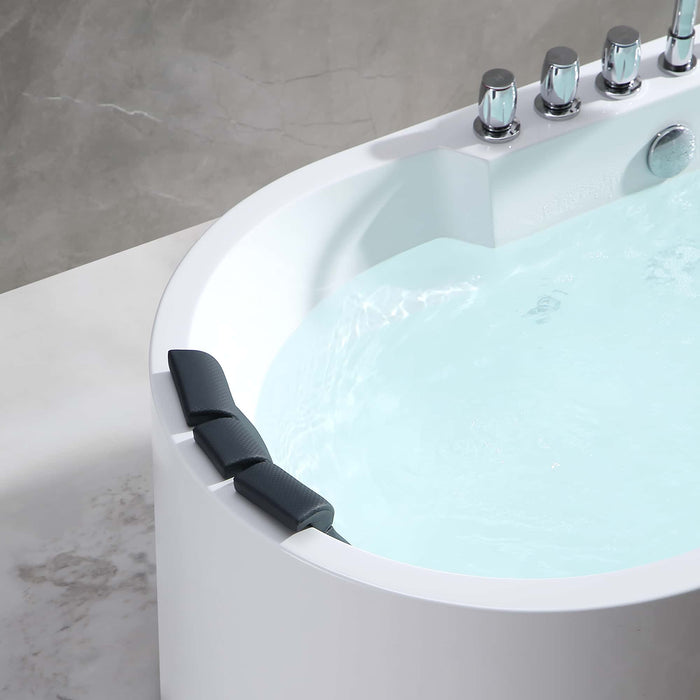 Empava 67" Oval Freestanding Whirlpool Tub with Central Drain in White