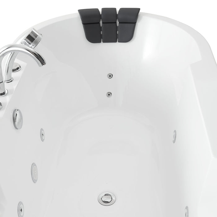 Empava 67" Oval Freestanding Whirlpool Tub with Central Drain in White