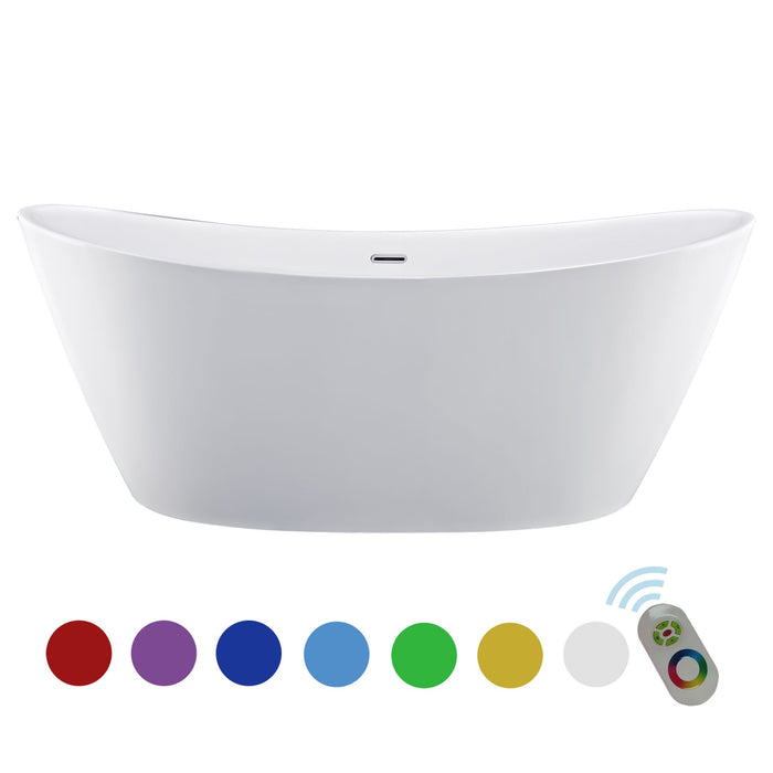 67" Freestanding LED Soaking Tub with Central Drain