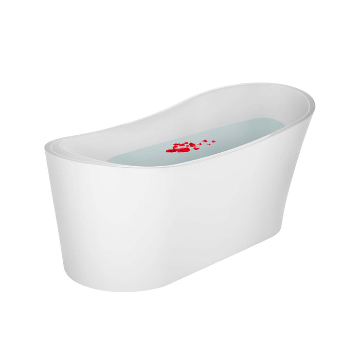 Empava 67" Freestanding Soaking Tub with Left Drain in White