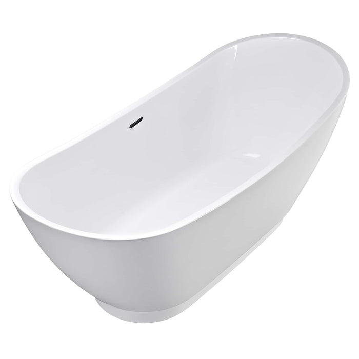 Empava 69" Freestanding Soaking Tub with Center Drain in White