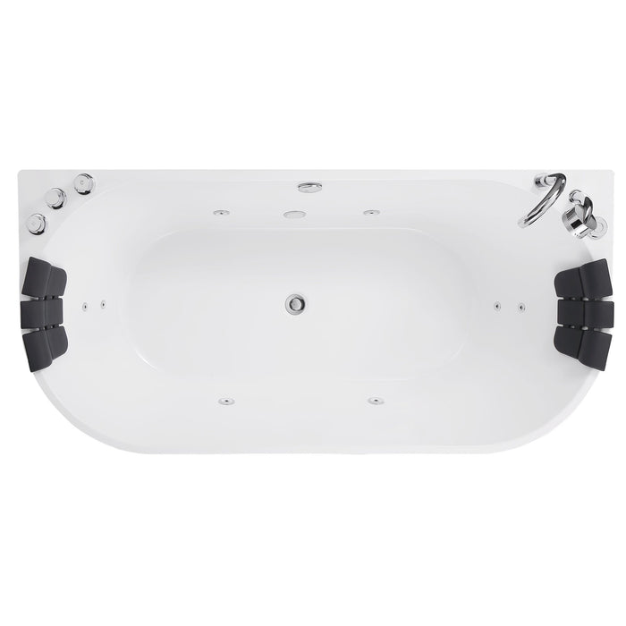 71" Freestanding Hydro Massage Whirlpool Tub with Central Drain in White