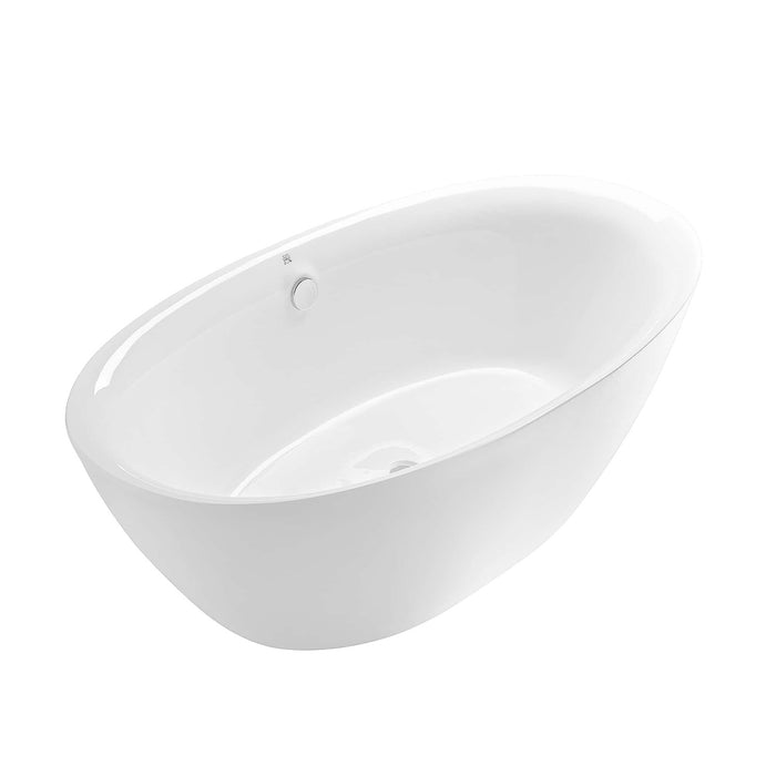 Empava 71" Freestanding Soaking Tub with Center Drain in White