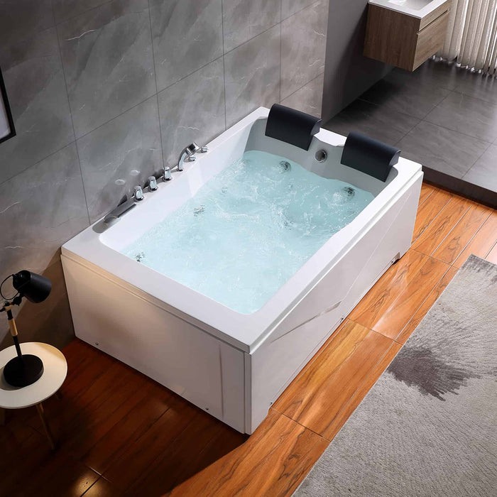 71" Alcove Whirlpool 2-Person Right Drain Bathtub in White