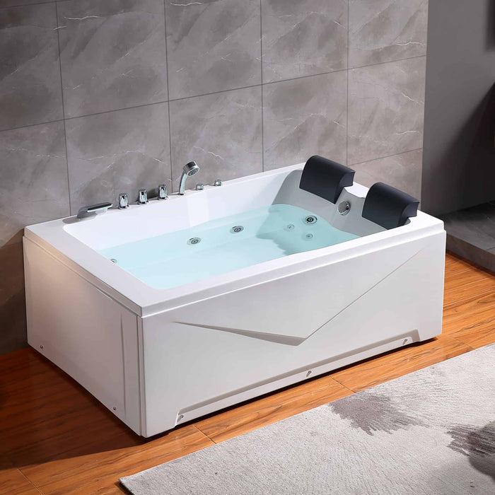 71" Alcove Whirlpool 2-Person Right Drain Bathtub in White