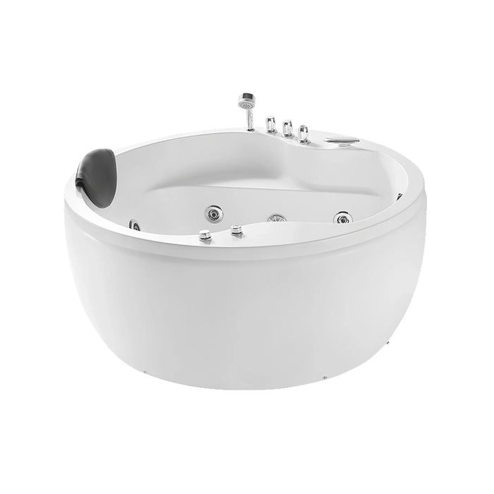 Empava 59" Freestanding Round Whirlpool Tub with Right-Side Drain in White