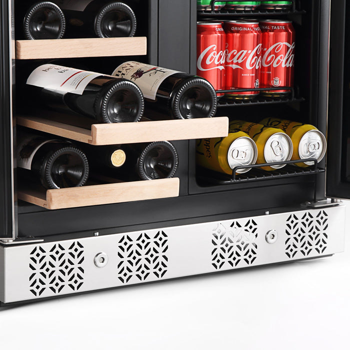 Empava 24-inch Dual Zone Wine and Beer Fridge Beverage Cooler in Stainless Steel