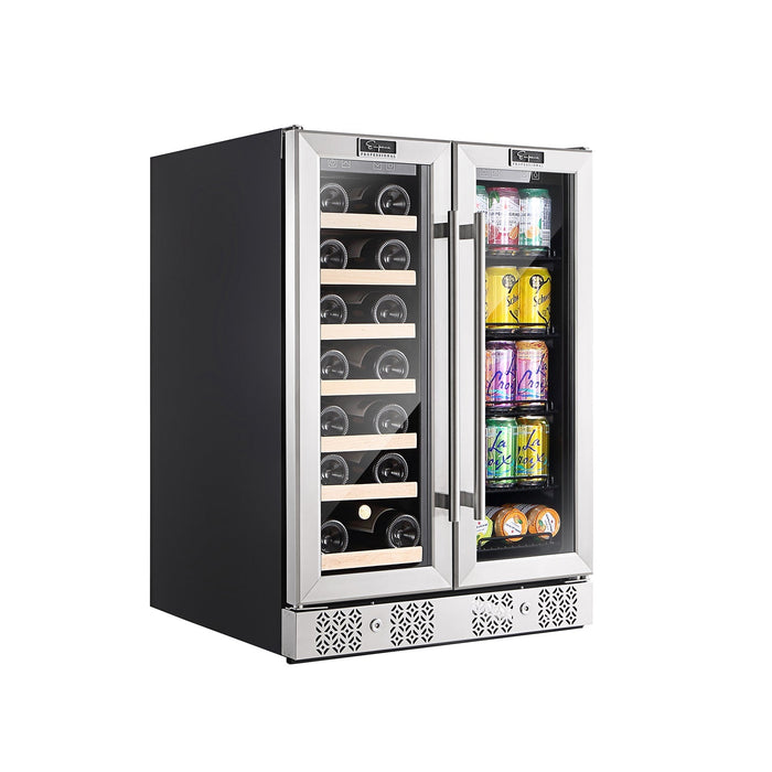 Empava 24-inch Dual Zone Wine and Beer Fridge Beverage Cooler in Stainless Steel
