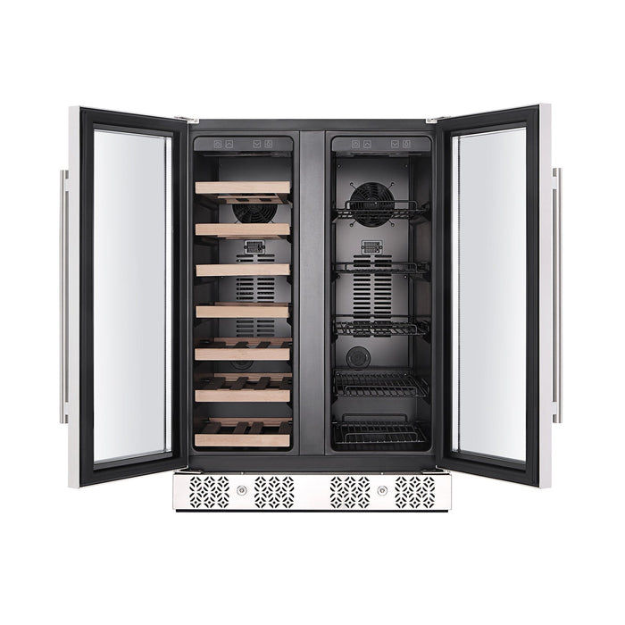 Empava 24-inch Dual Zone Wine and Beer Fridge Beverage Cooler in Stainless Steel