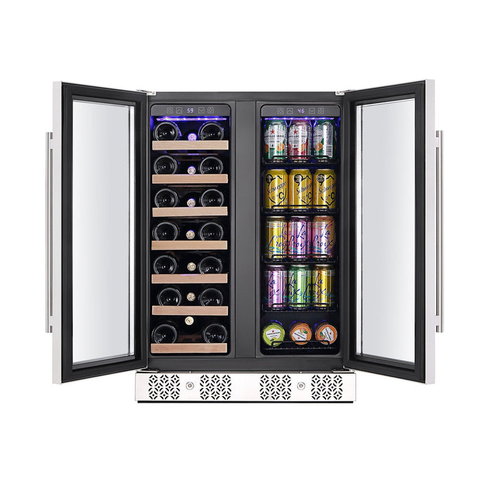 Empava 24-inch Dual Zone Wine and Beer Fridge Beverage Cooler in Stainless Steel