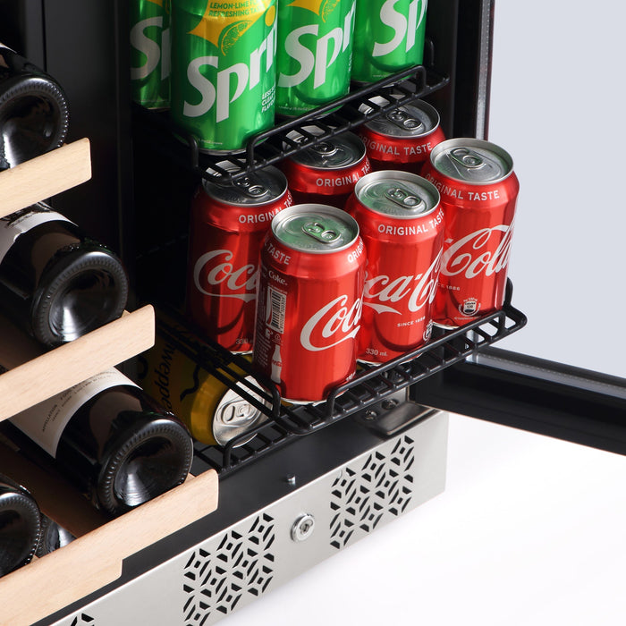 Empava 24-inch Dual Zone Wine and Beer Fridge Beverage Cooler in Stainless Steel