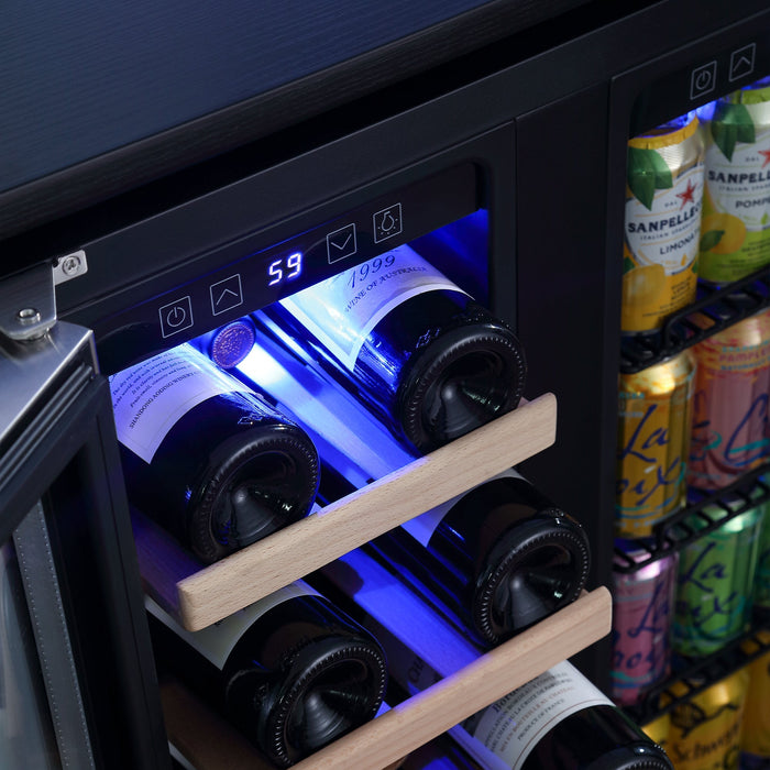 Empava 24-inch Dual Zone Wine and Beer Fridge Beverage Cooler in Stainless Steel