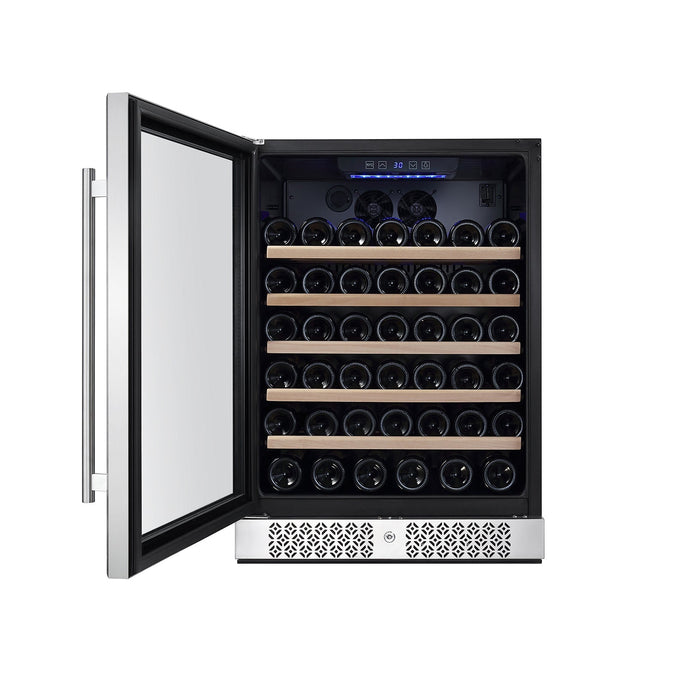 Empava 24-Inch Wine Cooler Refrigerator for 52 Bottles in Stainless Steel