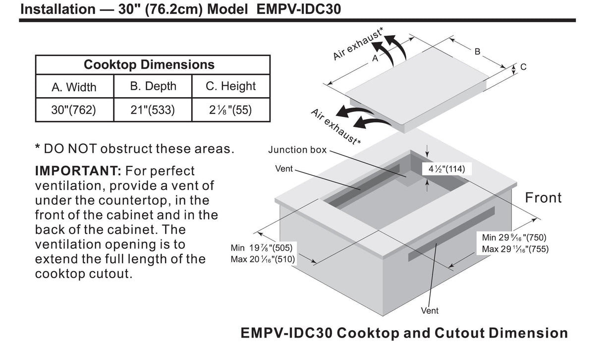 Empava 30-inch Induction Cooktop in Black