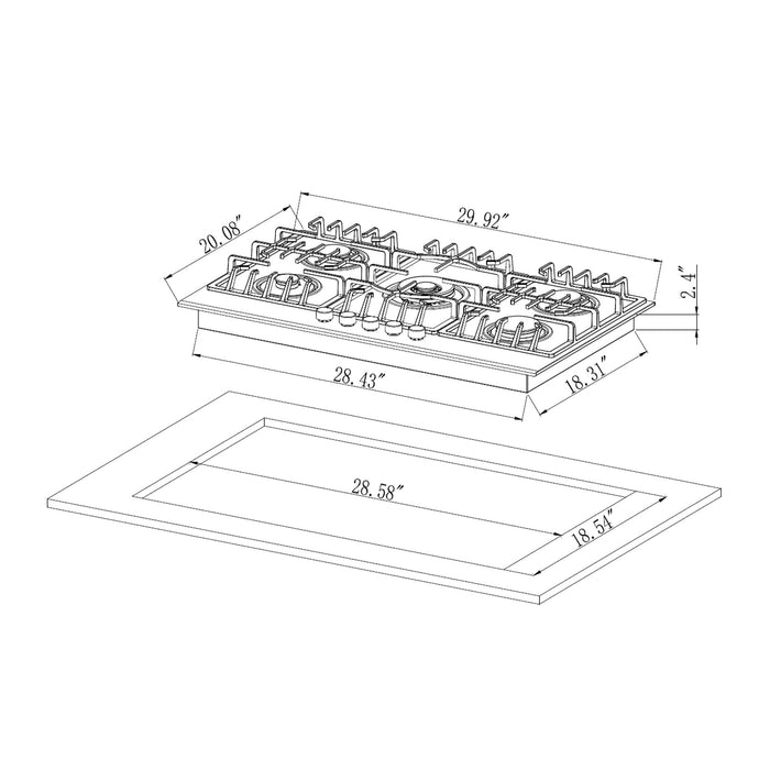 Empava 30-inch Built-In Gas Cooktops in Black