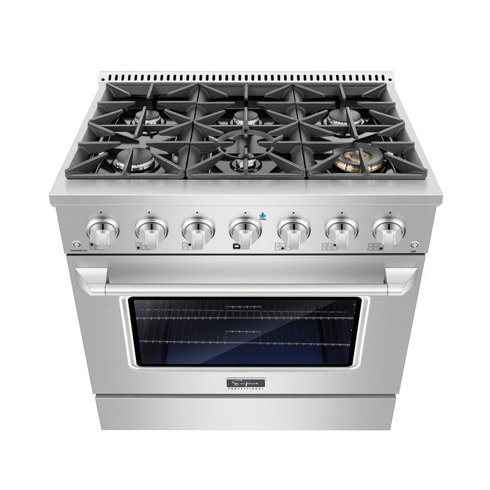 Empava 36-inch Pro-Style Slide-In Single Oven Gas Range in Stainless Steel