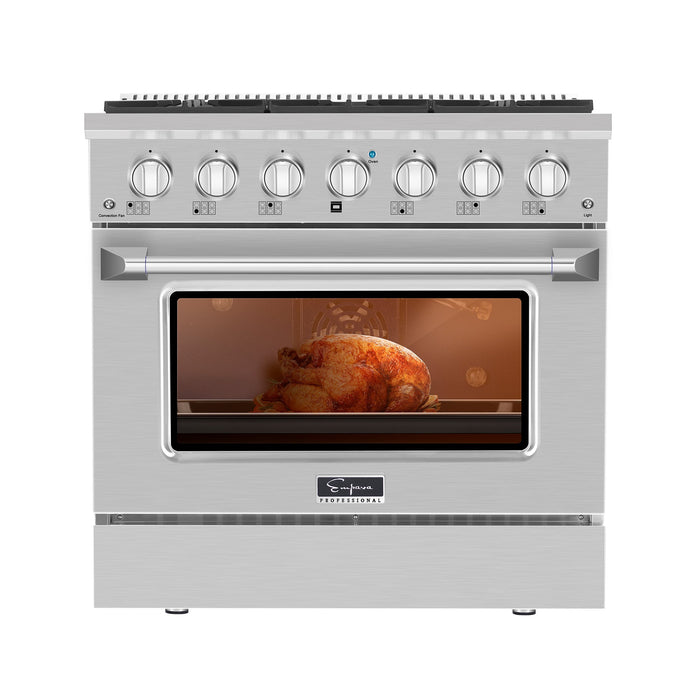 Empava 36-inch Pro-Style Slide-In Single Oven Gas Range in Stainless Steel