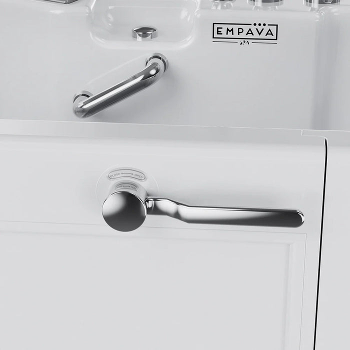 Empava 54" Alcove Inline Heater Whirlpool Right Drain Walk-in Tub 2.0 Upgraded in White