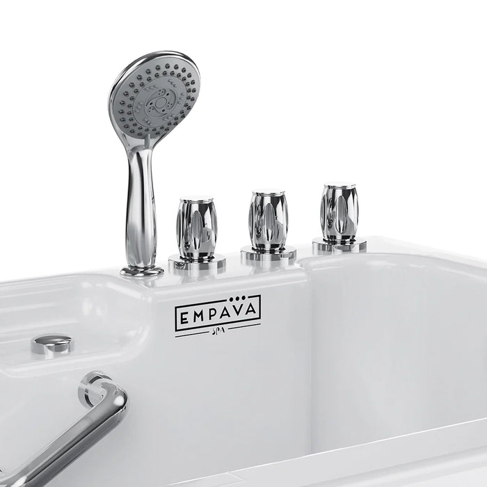 Empava 54" Alcove Inline Heater Whirlpool Right Drain Walk-in Tub 2.0 Upgraded in White