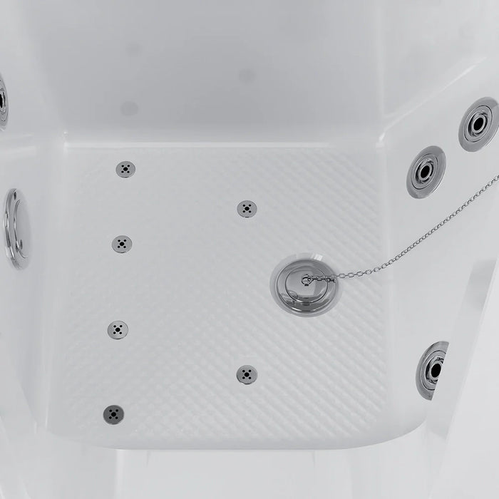 Empava 54" Alcove Inline Heater Whirlpool Right Drain Walk-in Tub 2.0 Upgraded in White