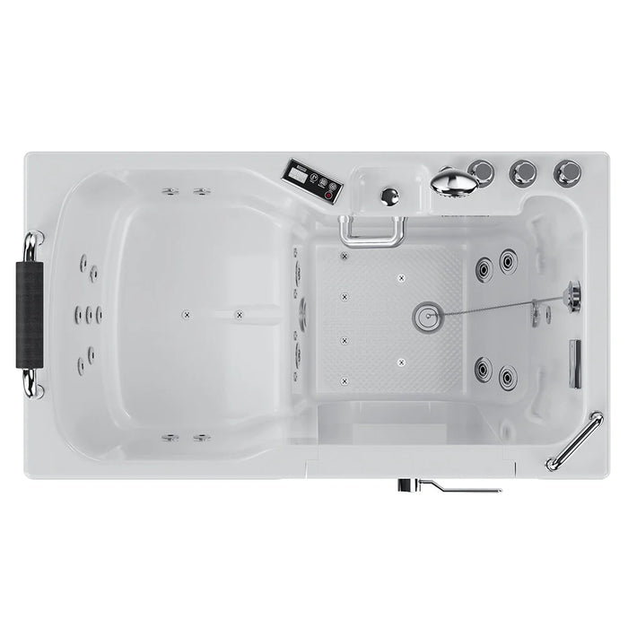 Empava 54" Alcove Inline Heater Whirlpool Right Drain Walk-in Tub 2.0 Upgraded in White