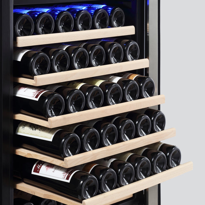 Empava 24 inchTall Dual Zone 100-Bottle Wine Fridge in Stainless Steel