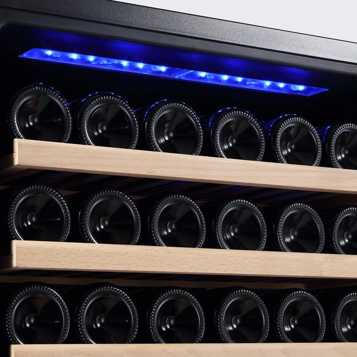 Empava 24 inchTall Dual Zone 100-Bottle Wine Fridge in Stainless Steel