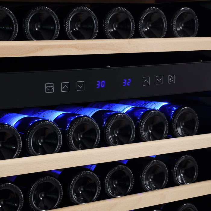 Empava 24 inchTall Dual Zone 100-Bottle Wine Fridge in Stainless Steel