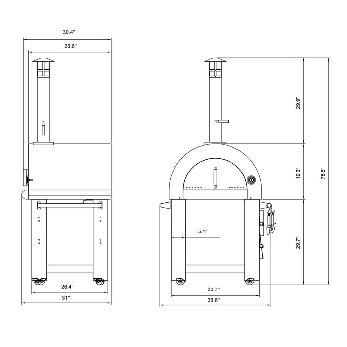 Empava Outdoor Wood-Fired Pizza Oven in Stainless Steel