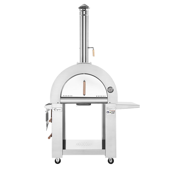 Empava Outdoor Wood-Fired Pizza Oven with Side Table in Stainless Steel