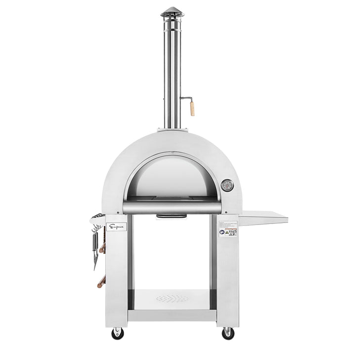 Empava Outdoor Wood-Fired Pizza Oven with Side Table in Stainless Steel