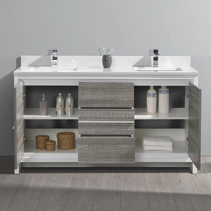 Fresca Allier Rio 60" Double Sink Modern Bathroom Cabinet w/ Top & Sinks